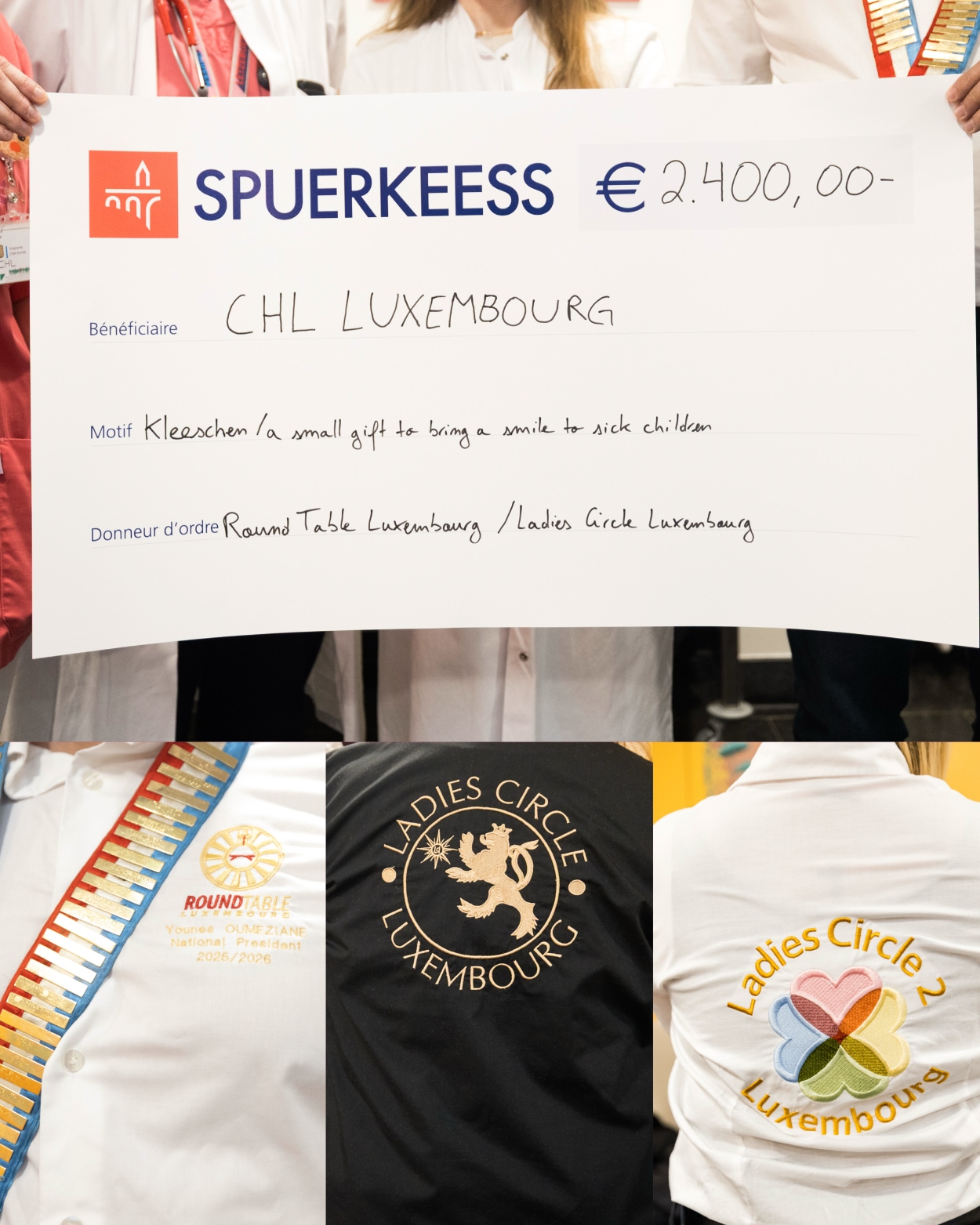 Photo du chèque de 2400€