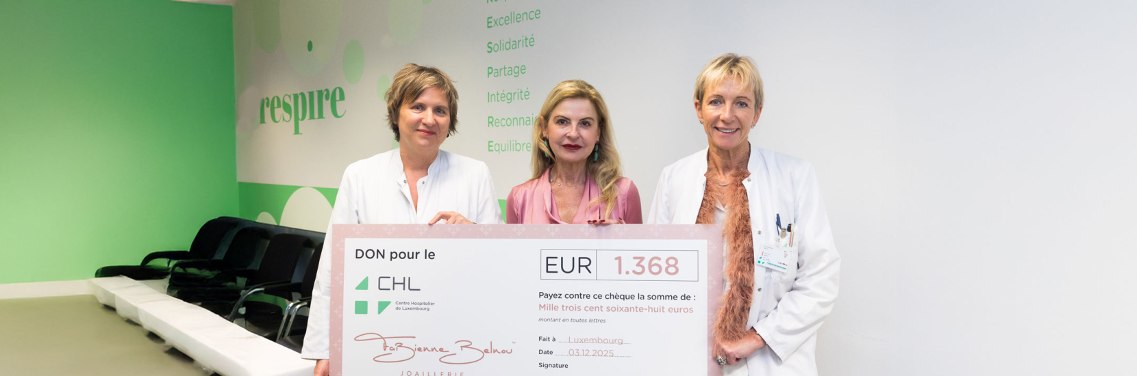 Remise de chèque par la Bijouterie Belnou